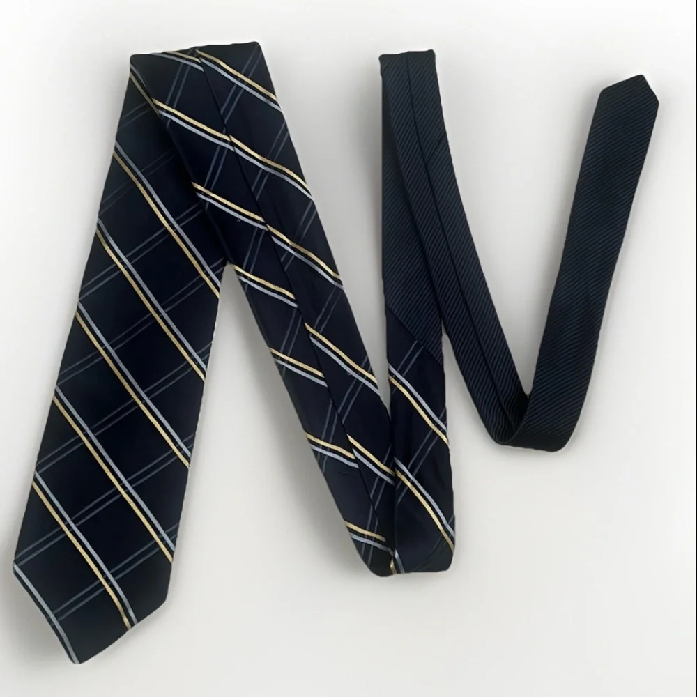 Tommy Hilfiger 100% Silk‎ Plaid Designer Tie Blue Yellow Preppy Necktie US-Made
